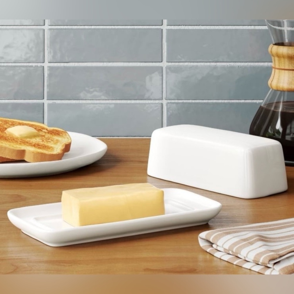 Threshold White Porcelain Butter Dish NWT